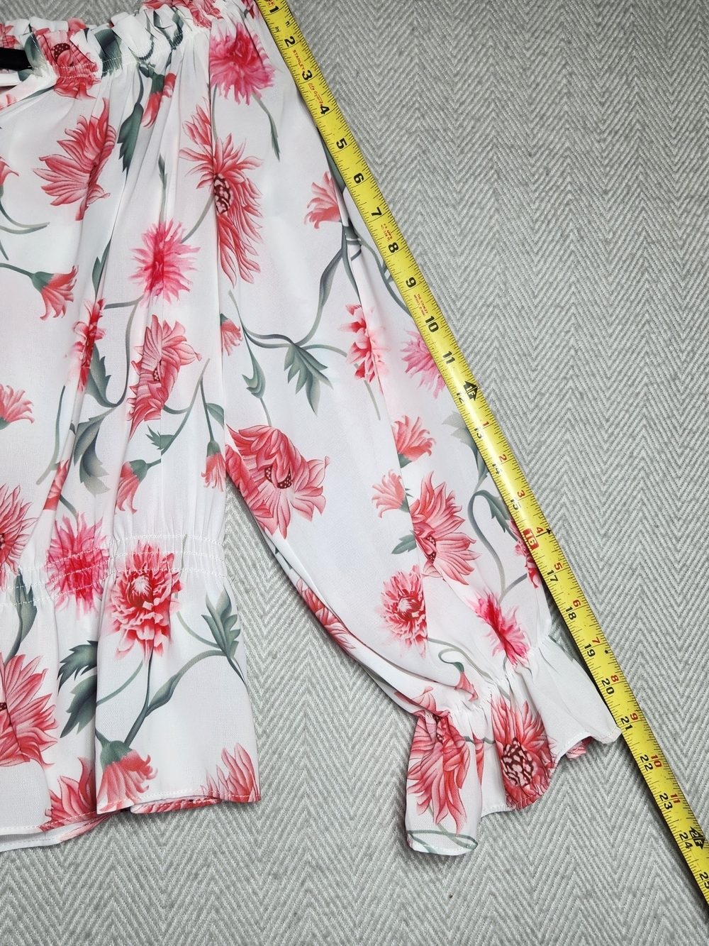 Floral Off-Shoulder Peasant Blouse white Pink Floral Womens Size S - Picture 7 of 9
